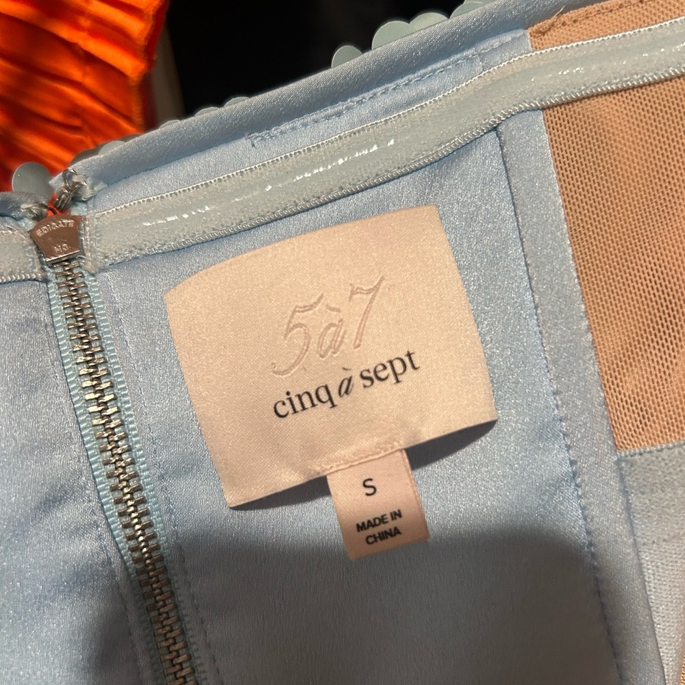 Cinq A Sept Light Blue Sequined Strapless Top - Picture 2 of 5